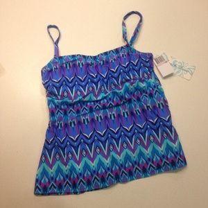 Blue & Fuchsia Tankini Top NWT Size 10